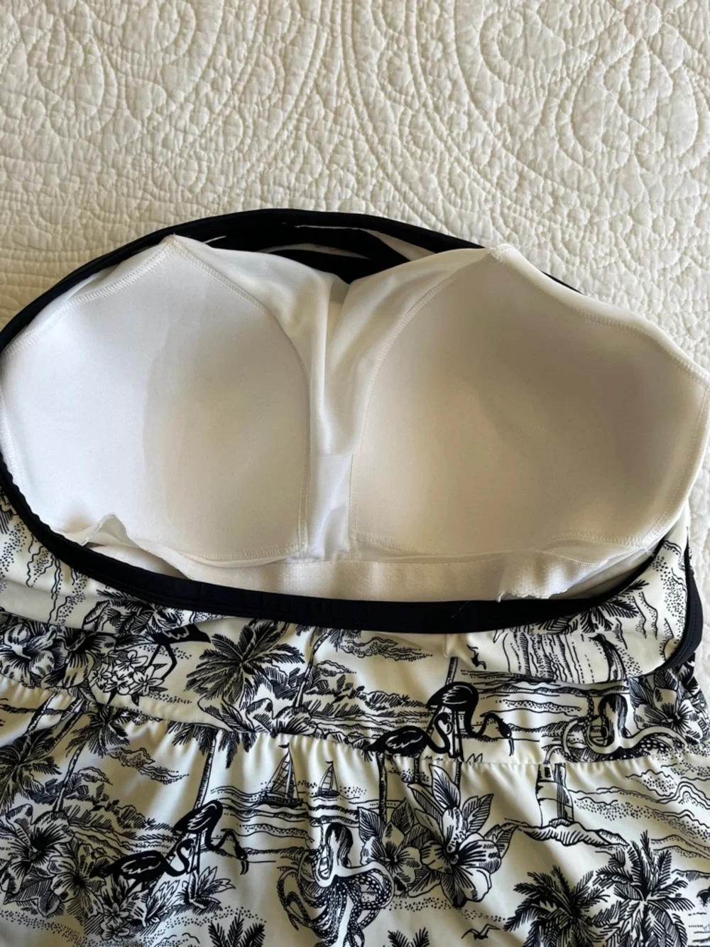 NWOT Lands' End Skirted Tugless High Neck Swim Dress 1 Piece Print 18W Support - Picture 16 of 17